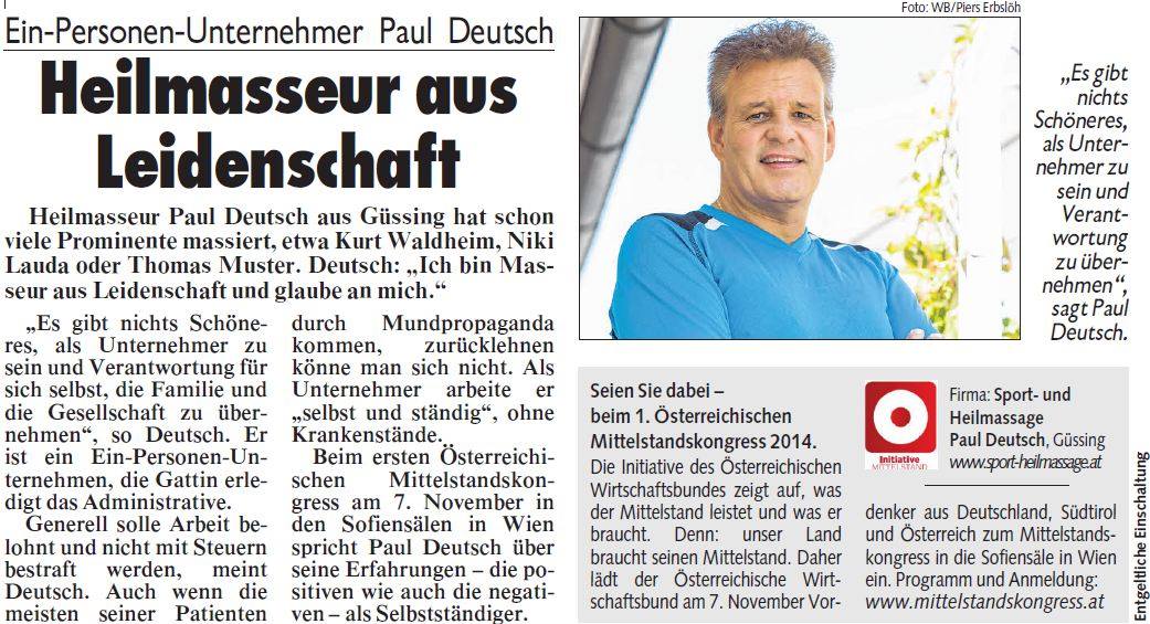 Sport Und Heilmassage Paul Deutsch News